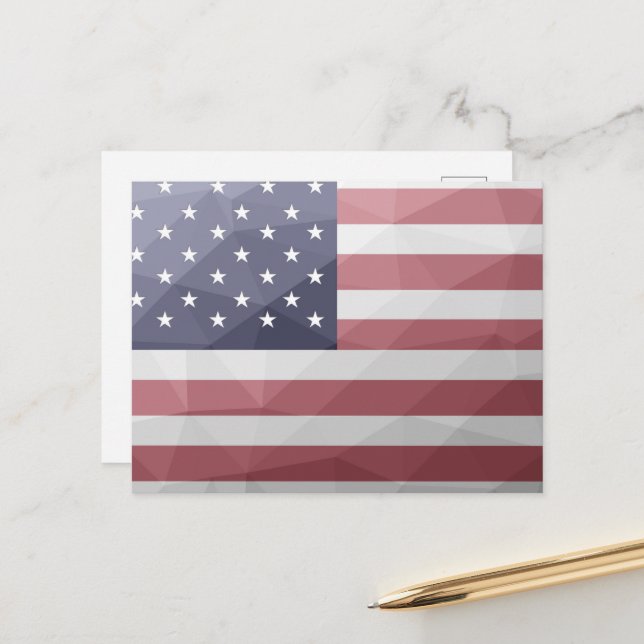 USA flag Red White Blue America Geometric Mesh Postcard (Front/Back In Situ)