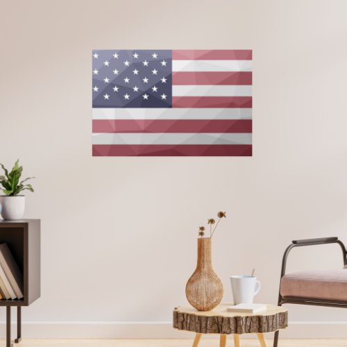 USA flag Red White Blue America Geometric Mesh Poster