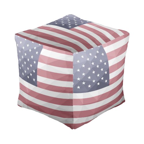 USA flag Red White Blue America Geometric Mesh Pouf