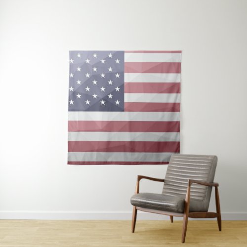 USA flag Red White Blue America Geometric Mesh Tapestry