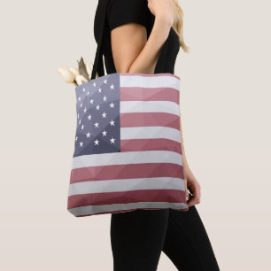 USA flag Red White Blue America Geometric Mesh Tote Bag