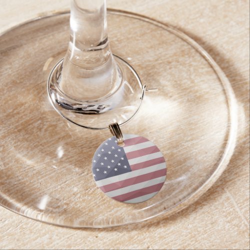 USA flag Red White Blue America Geometric Mesh Wine Charm