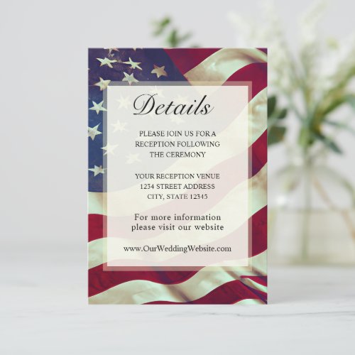 USA Flag Red White Blue American Patriotic Wedding Enclosure Card
