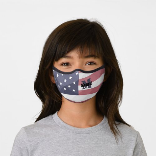 USA flag Red White Blue Geometric Mesh Monogram Premium Face Mask