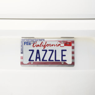 USA flag Red White Blue Geometric Mesh Pattern License Plate Frame