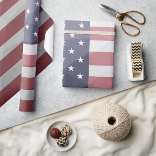USA flag Red White Blue Geometric Mesh Pattern Wrapping Paper