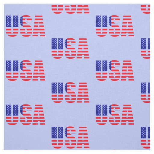 USA Flag Red White Blue on pale blue background  Fabric
