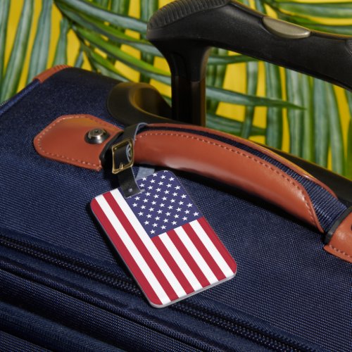 USA flag red white blue patriotic American Luggage Tag