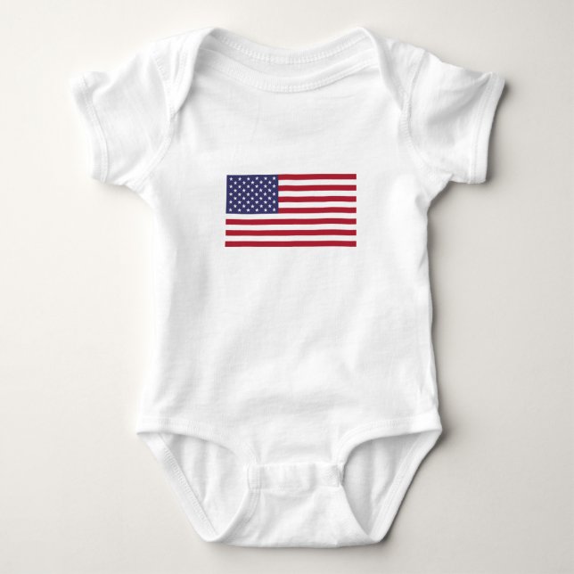 USA flag red white blue patriotic baby one-piece Bodysuit (Front)