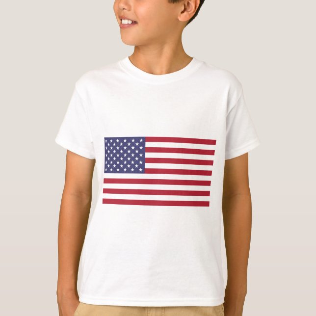 USA flag red white blue patriotic boy t-shirt (Front)
