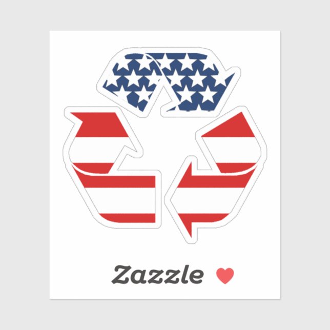 USA Flag - Red White & Blue Recycle Symbol Sticker (Sheet)