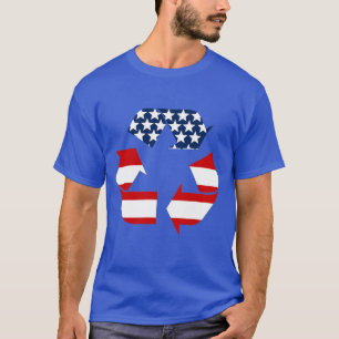USA Flag - Red White & Blue Recycle Symbol T-Shirt