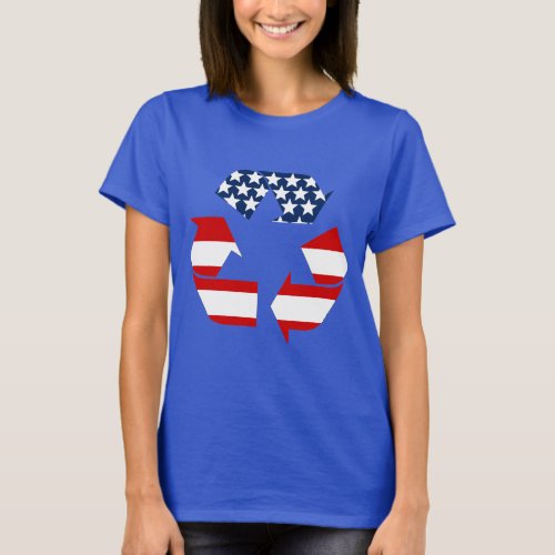 USA Flag _ Red White  Blue Recycle Symbol T_Shirt