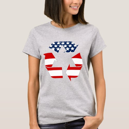 USA Flag _ Red White  Blue Recycle Symbol T_Shirt