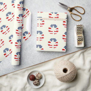 USA Flag - Red White & Blue Recycle Symbol Wrapping Paper