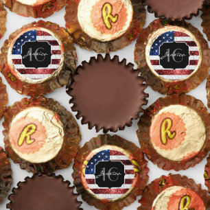 USA flag red white blue sparkles glitter Sweet 16 Reese's Peanut Butter Cups