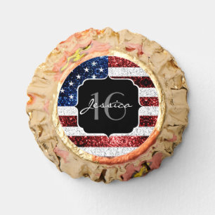 USA flag red white blue sparkles glitter Sweet 16 Reese's Peanut Butter Cups