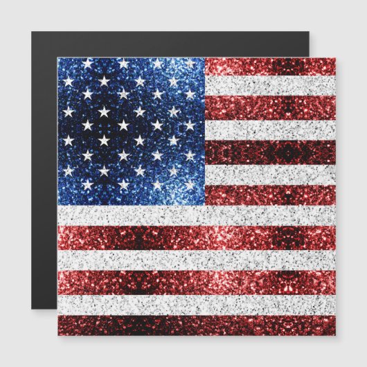 USA flag red white blue sparkles glitters (Front/Back)