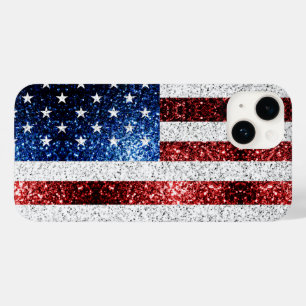 USA flag red white blue sparkles glitters Case-Mate iPhone 14 Case