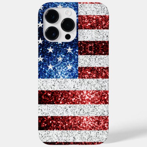 USA flag red white blue sparkles glitters Case_Mate iPhone 14 Pro Max Case