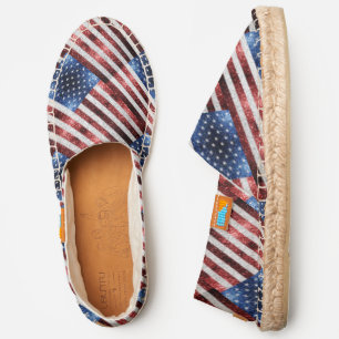 USA flag red white blue sparkles glitters Espadrilles