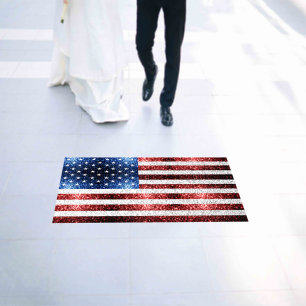 USA flag red white blue sparkles glitters Floor Decals