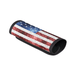 USA flag red white blue sparkles glitters Luggage Handle Wrap