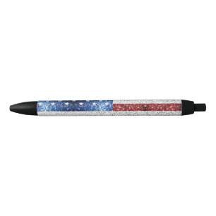 USA flag red white blue sparkles glitters Pen