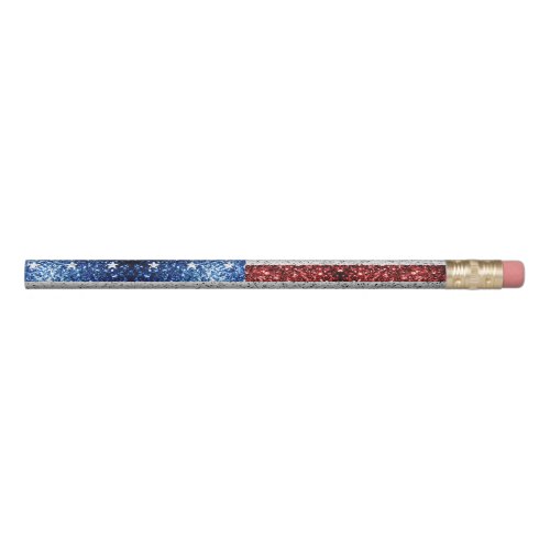 USA flag red white blue sparkles glitters Pencil
