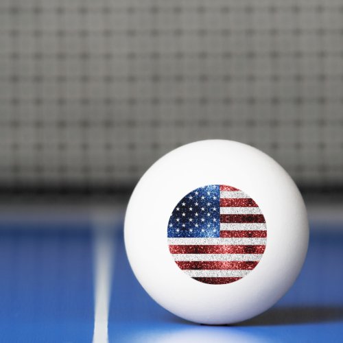 USA flag red white blue sparkles glitters Ping Pong Ball