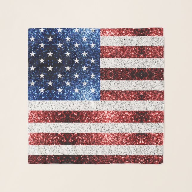 USA flag red white blue sparkles glitters Scarf (Front)