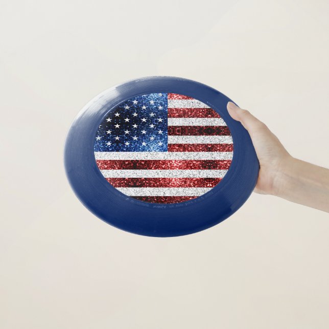 USA flag red white blue sparkles glitters Wham-O Frisbee (In Hand)