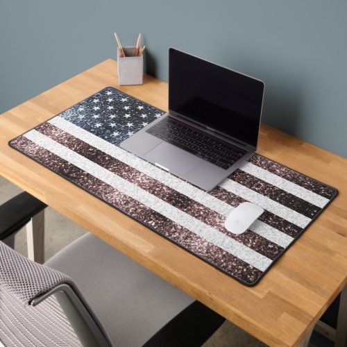 USA flag red white blue sparkles vintage America Desk Mat