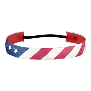 USA Flag Red White Blue Stars Stripes Girls Sports Athletic Headband
