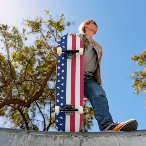 USA Flag Red White Blue Stars Stripes Skateboard