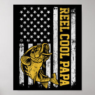 Usa Flag Reel Cool Papa Patriotic Fishing Design O Poster