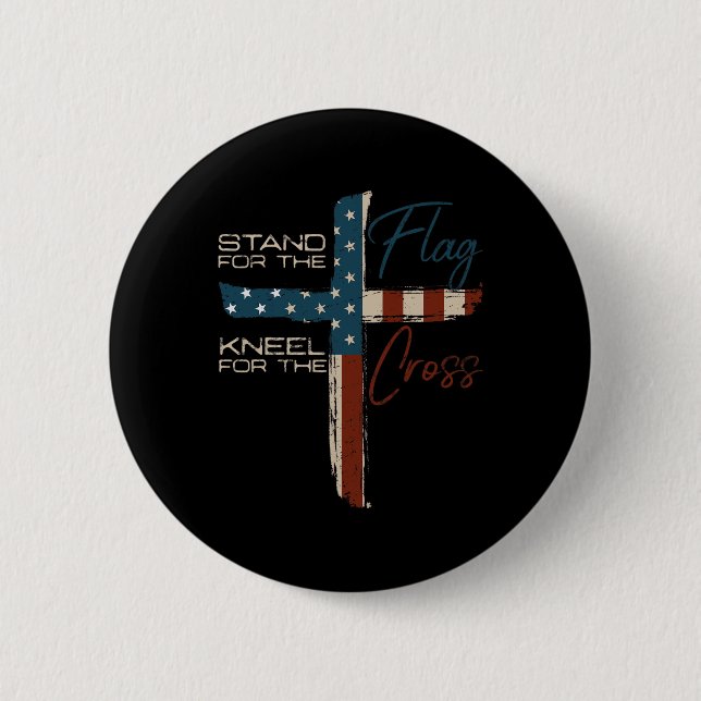 Usa Flag Religious Quote 4th Of July Christian Fai Button (Front)
