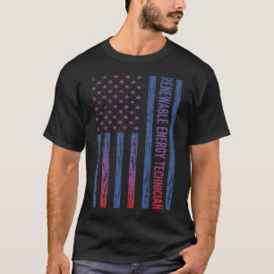 USA Flag Renewable Energy Technician T-Shirt