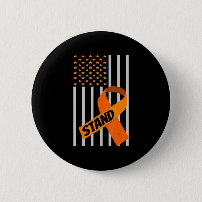 USA Flag Ribbon Leukemia Awareness  Family Support Button (Front)