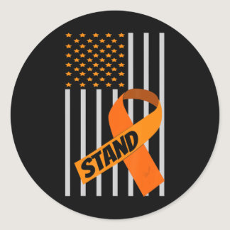 USA Flag Ribbon Leukemia Awareness  Family Support Classic Round Sticker