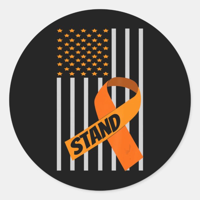USA Flag Ribbon Leukemia Awareness  Family Support Classic Round Sticker (Front)