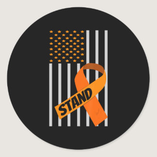USA Flag Ribbon Leukemia Awareness  Family Support Classic Round Sticker
