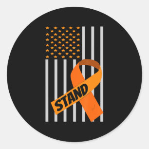 USA Flag Ribbon Leukemia Awareness  Family Support Classic Round Sticker