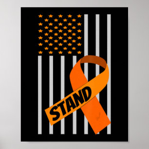 USA Flag Ribbon Leukemia Awareness  Family Support Poster
