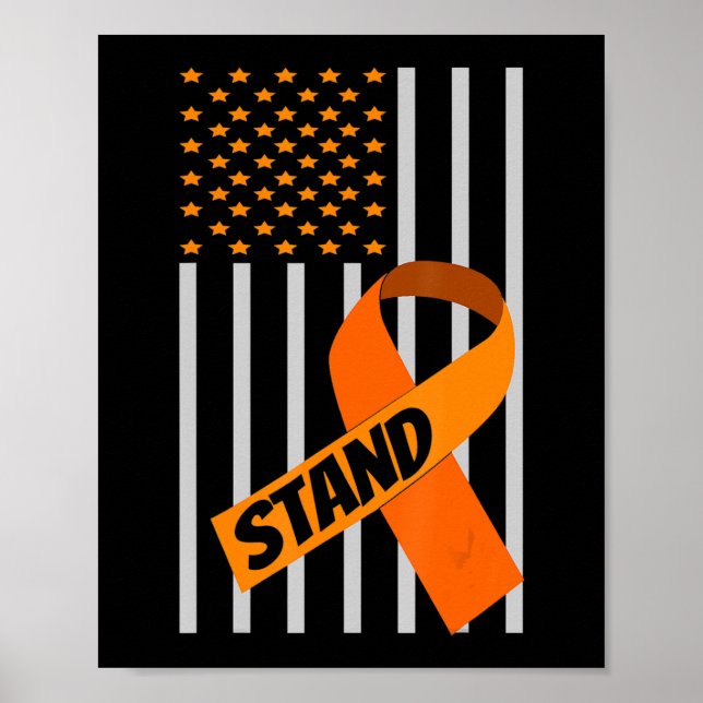 USA Flag Ribbon Leukemia Awareness  Family Support Poster (Front)