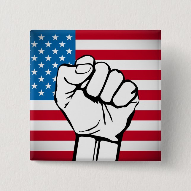 USA Flag | Rising Fist Button (Front)