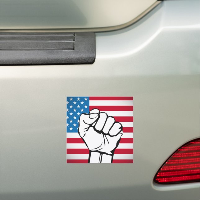 USA Flag | Rising Fist Car Magnet (In Situ)