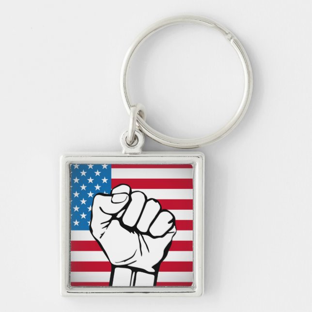 USA Flag | Rising Fist Keychain (Front)