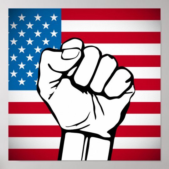 USA Flag | Rising Fist Poster | Zazzle.com