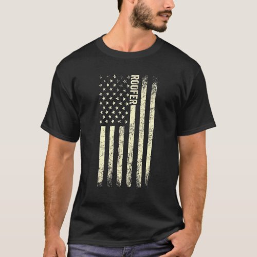 Usa Flag Roofing  Proud American Roofer T_Shirt